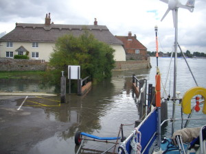 A very, very high tide at Bosham, the sea came up over the quayside, we were smack on Springs!