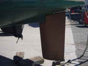 Re-built rudder with new copper coat